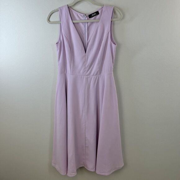 Lulus Dress Womens M Wedding Guest Formal Lavender Midi Plunge Sleeveless A Line - Picture 1 of 10